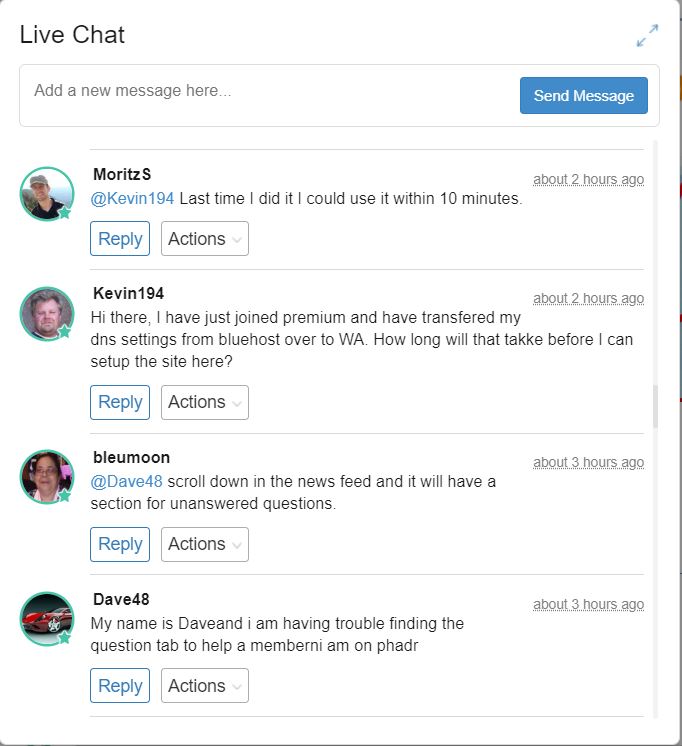 Wealthy Affiliate live chat