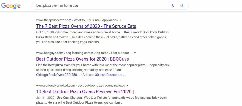Pizza oven search results